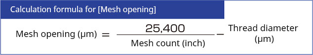 Calculation formula for [Mesh opening]